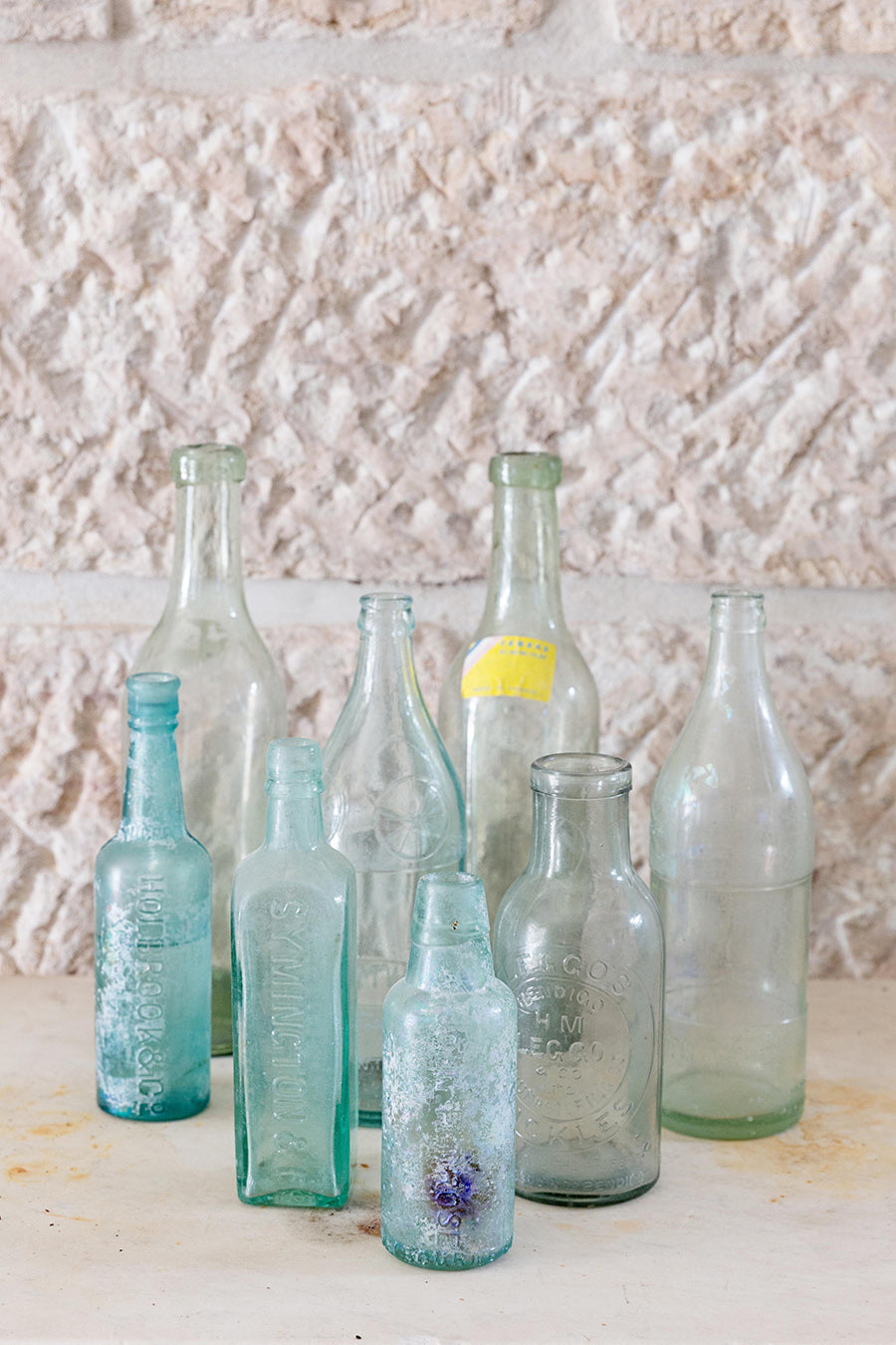 Selection of vintage glass bottles